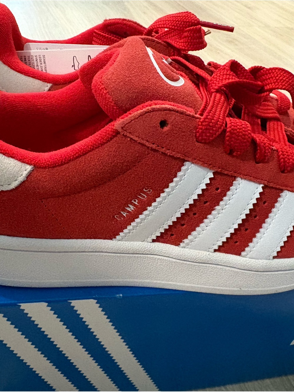 adidas Kids Campus Suede Sneakers in Red and White